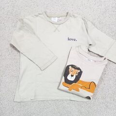 【キッズロンT2点セット】98／ZARA／ベージュ／『love』...