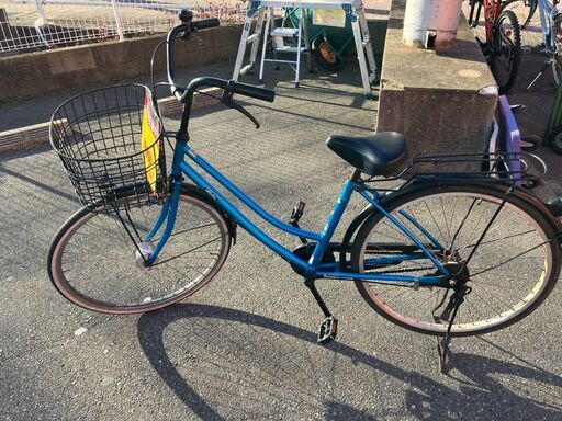 26インチオートライト付き自転車ママチャリブルーNo.1081