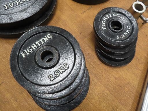 ♪Fighting Road/ファイティングロード ウェイトプレート60kg バーベル計70kg♪ ♪Fighting Road/ファイティングロード ウェイトプレート60kg バーベル