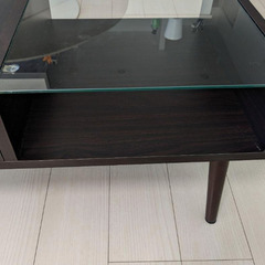 センターガラステーブル ダークブラウンの画像