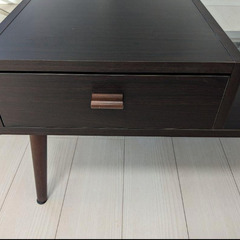 センターガラステーブル ダークブラウンの画像