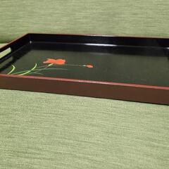 シンプルな木のお盆 長手盆 トレー トレイ 持ち手付き 手持ち盆の画像