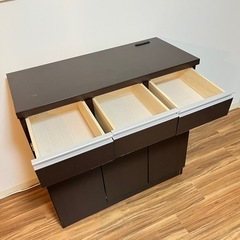 キッチンカウンター 食器棚 ロータイプ 完成品 幅90cm 木製 収納 引き出し付き (kawakawa) 玉造の収納家具《食器棚、キッチン収納 》の中古あげます・譲ります｜ジモティーで不用品の処分