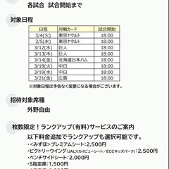 ソフトバンクホークス　オープン戦　観戦チケット　事前予約カード の画像