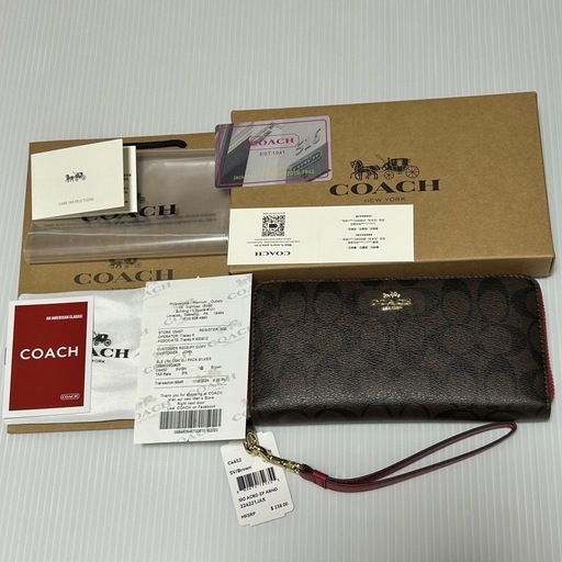 新品　コーチ　COACH　長財布　シグネチャー　茶　ラウンドジップ　馬車ロゴ
