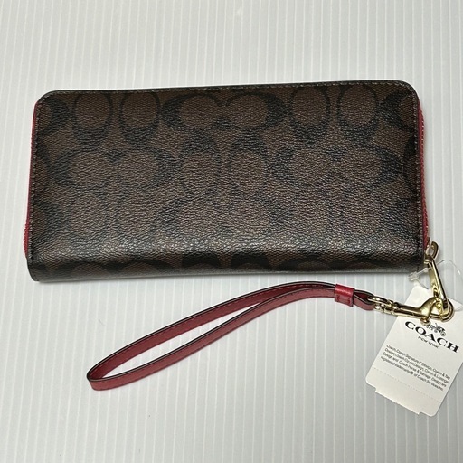 新品　コーチ　COACH　長財布　シグネチャー　茶　ラウンドジップ　馬車ロゴ
