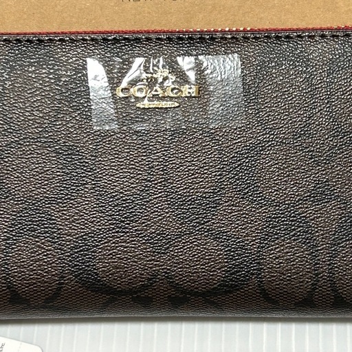 新品　コーチ　COACH　長財布　シグネチャー　茶　ラウンドジップ　馬車ロゴ