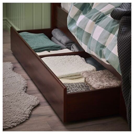 【中古】IKEA 木製ダブルベッド SONGESAND（ソンゲサンド）