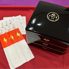 京都下鴨茶寮3段重箱　お箸3膳、風呂敷1枚、パンフ