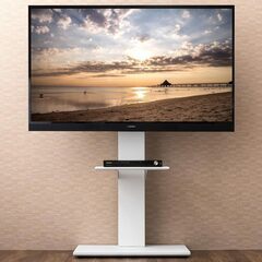 テレビスタンド　キャスター付き　白  タンスのゲン