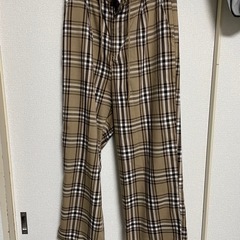 チェック　ワイドパンツ