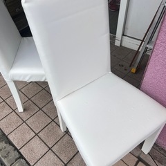 ダイニング　ガラステーブル　チェアーセット　ガラス　白　ダイニングテーブル　白　の画像
