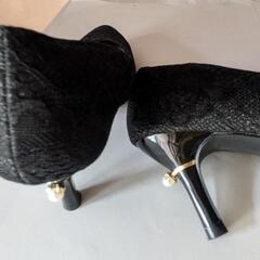 パンプス ヒール  美品 パーティー 卒業式 結婚式 黒 レース Ｌ 2025/1/11購入の画像