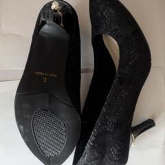 パンプス ヒール  美品 パーティー 卒業式 結婚式 黒 レース Ｌ 2025/1/11購入の画像