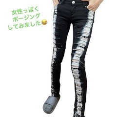 made in USA ダメージ ストレッチパンツの画像