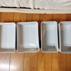 4点セット（2種類）（ばら売り不可）ステッチ柄バスケット　ライトグレー　ダイソー　小物入れ　キッチン収納　柄入り　の画像