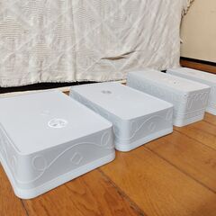 4点セット（2種類）（ばら売り不可）ステッチ柄バスケット　ライトグレー　ダイソー　小物入れ　キッチン収納　柄入り　の画像