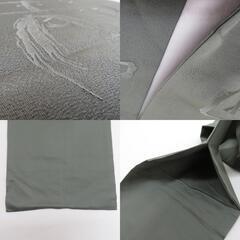 名古屋帯 法事用 「静」オリーブグリーン 仕立て上がり 着物帯 長さ367cm 【キモノオフ野々市若松店】の画像