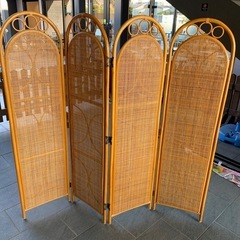 ラタン　パーテーション　4連　レトロの画像