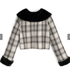 チェック柄のファー付きクロップドジャケット GRL(ta100)の画像