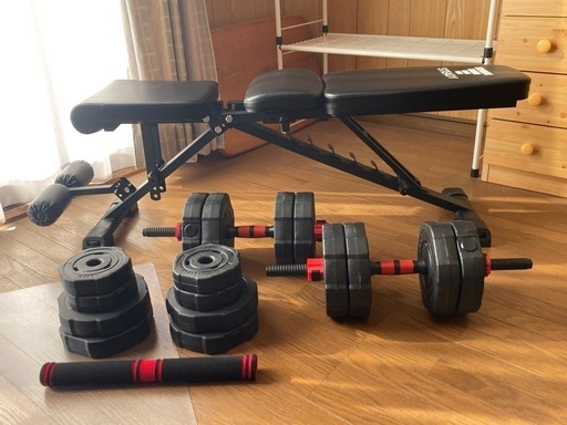 可変式ダンベル 40kgセット（20kg×2）＋トレーニングベンチ セット STEADY ST130 ST140