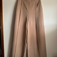 (^^)【MURUA】ベージュ ワイドレッグパンツ ゴムウエスト S