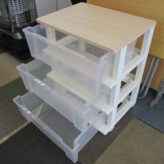3段 プラチェスト 高さ60cm 衣装ケース 幅54.5×奥行40.5㎝ 木天板 タンス たんす 三段 札幌 北20条店の画像