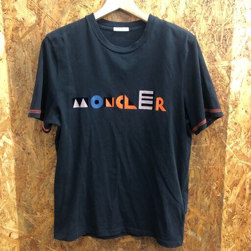 【A458】Tシャツ MONCLER ベロアロゴ ブラック サイズS