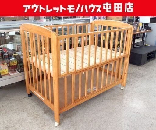 KATOJI ベビーベッド 内寸70×120cm キズ多め ナチュラル 木製 キャスター付き 新生児 赤ちゃん ベビー用品☆ 札幌市北区屯田  (モノハウス屯田店) 新琴似のベビー用品《寝具》の中古あげます・譲ります｜ジモティーで不用品の処分