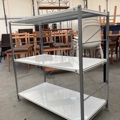 【kj036】人気中古　無印良品　ユニットシェルフ スチール　ディスプレイラック カラーボックス オープンシェルフ　ブックシェルフ　収納棚　ローキャビネット　部屋に馴染むシンプルデザイン　検)一人暮らし　冷蔵庫　洗濯機　食器棚　テーブル　ラック　収納　家具の画像