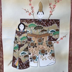 🍀【値下げしました】掛け軸／立雛 ひな祭り 森山観月 ＊風鎮もお付けします＊の画像