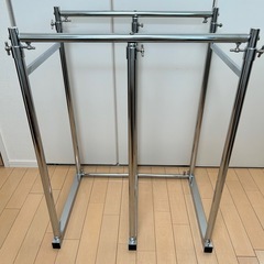 【お譲り先 決定】ディノス 幅と高さが伸縮する 押し入れ頑丈ハンガー 半間用 ダブルハンガーラック 押入れ収納の画像