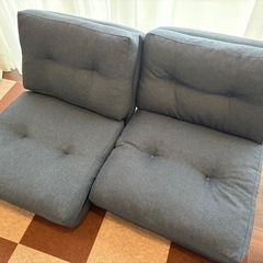 ②美品✨1人用ソファ×2個セット　3way×14段階リクライニング　ネイビーカラー　車中泊での使用も人気です😊の画像