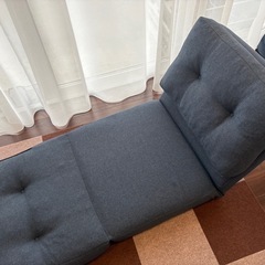 ②美品✨1人用ソファ×2個セット　3way×14段階リクライニング　ネイビーカラー　車中泊での使用も人気です😊の画像
