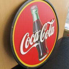 Coca-Cola 約45.5cm 木製 丸看板 コカ・コーラ グッズ 装飾 壁掛 インテリア コレクション レトロ 札幌 北20条店の画像