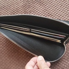 【値下げしました】長財布 メンズ 薄い財布 L字型 かっこいい 本革 ブラックの画像
