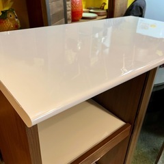 《売約済》【池上店】【～4/14限定SALE！20%お値引き！】 レンジボード レンジカウンター キッチンカウンター 収納 レンジラック 引き戸タイプ ミドル カウンター 食器棚 レンジ台 古賀家具 モイス付きの画像