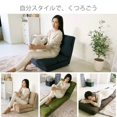 ①美品✨1人用ソファ×2個セット　3way×14段階リクライニング　ネイビーカラー　車中泊での使用も人気です😊の画像