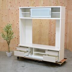≪zyt1895ジ≫ nitori/ニトリ テレビ台/TVボード ポスティア-N 160WH ホワイト 3131610 2021年製造 幅160cm 壁面収納 中古家具/宮城県仙台市 70126-07の画像