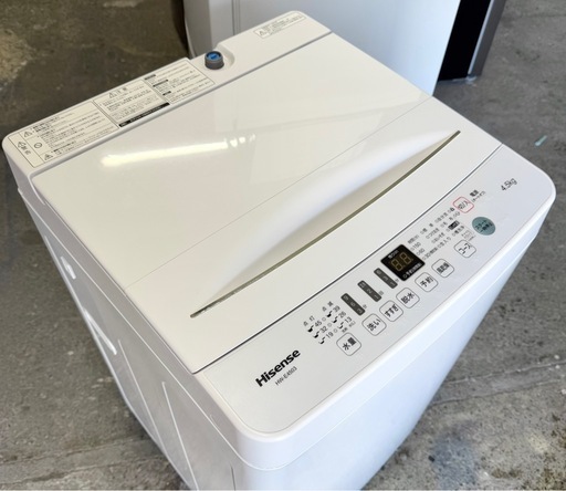 札幌市内配送可 【6ヵ月保証付き】 美品 20年製 Hisense ハイセンス 4.5kg 全自動洗濯機 HW-E4503