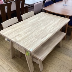 LB-22【新入荷　アウトレット】ルミエ　ラバーウッド材　和風ベンチダイニング4点セット　ナチュラル