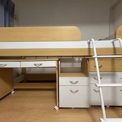 ハートマークショップ】ロフトベッド ベッド下スペース140cm シングル ホワイトウォッシュ MB-5082-WS-S ・通販サイト