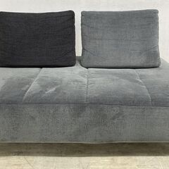 NESSO/ネッソ 2Pアームレスソファ 幅140 ファブリック グレー クッションレスト×2 リビングハウス シンプル 中古家具 店頭引取歓迎 R9219の画像