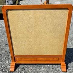 天然木 和風衝立 水墨画 純和風 ついたて パーテーション 和家具 昭和レトロ アンティーク 客間 応接間 玄関 の画像