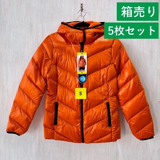 【店頭引き取り限定】レディース ウルトラライトダウン 箱まとめ売り 5枚セット Sサイズ オレンジ 32°HEAT