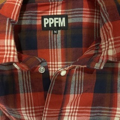 PPFM 赤黒チェック 長袖ネルシャツ Mの画像