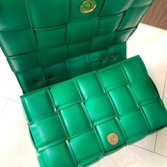レディース ショルダーバッグ チェーンショルダー グリーン バックの画像