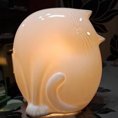 希少　白猫　テーブルライト　陶器製　ヴィンテージの画像