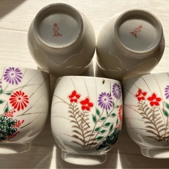 無料！九谷焼　湯呑み　五個セット　金継ぎの練習にも
