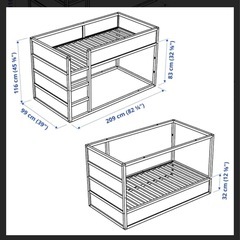 IKEA KURA リバーシブルベッド　青いテント　マットレス付きの画像
